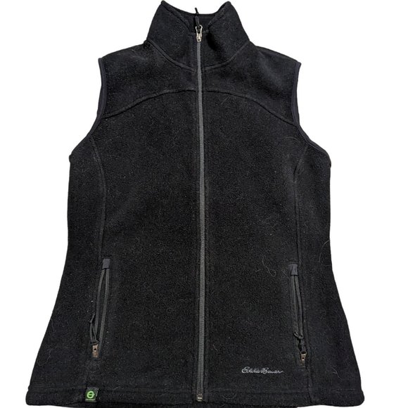 Eddie Bauer Women's Black Fleece Vest - Polartec Zip Up w/Pockets Size Small - Picture 1 of 11